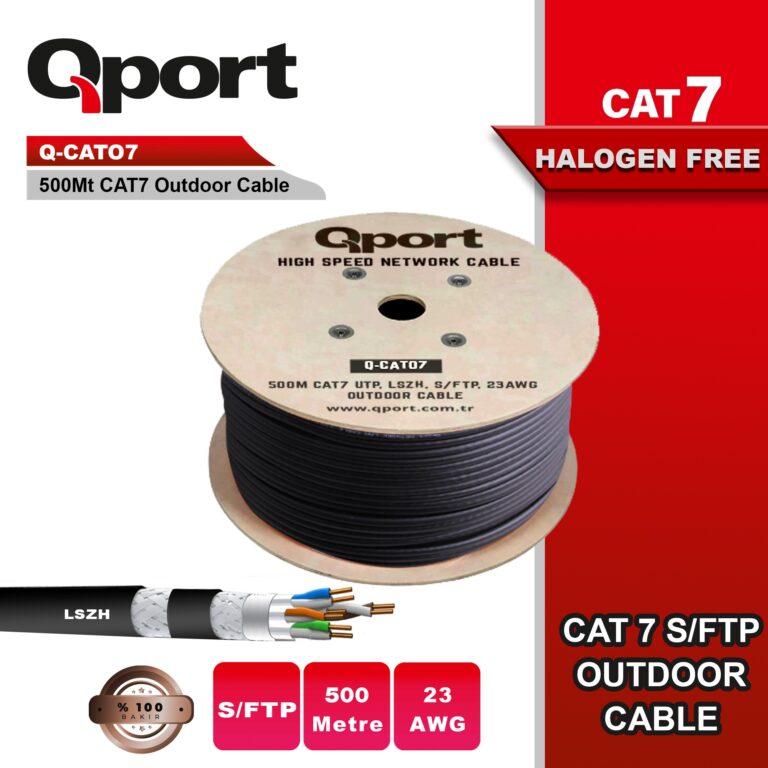 Qport 500 Metre Q-CATO7 LSOH Halogeen Free Cat7 Kablo - Q-CATO7