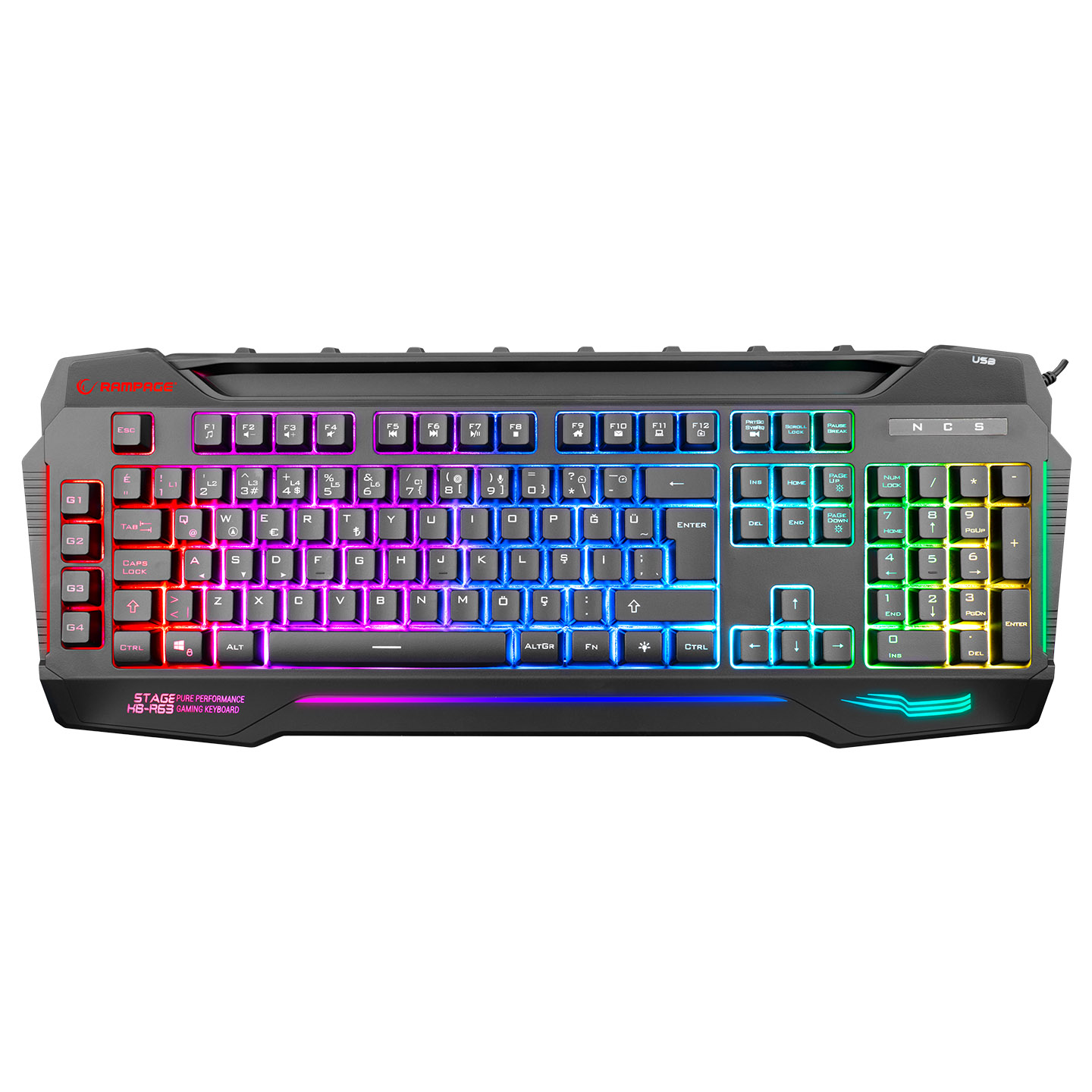 Rampage KB-R63 STAGE Sese Duyarlı RGB Q USB +Ses Mik Çıkışlı Siyah Oyuncu Klavye- Bbi.Isl.Klv.Kusb.0011 Rampage KB-R63 STAGE Sese Duyarlı RGB Q USB +Ses Mik Çıkışlı Siyah Oyuncu Klavye - Bbi.Isl.Klv.Kusb.0011
