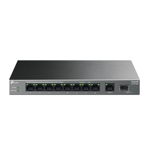 Tp-Link LS1210GP 8-Port PoE+ with 10-Port Gigabit Masaüstü Switch (61W)- Netw.Swt.PoeSw.0015 Tp-Link LS1210GP 8-Port PoE+ with 10-Port Gigabit Masaüstü Switch (61W) - Netw.Swt.PoeSw.0015
