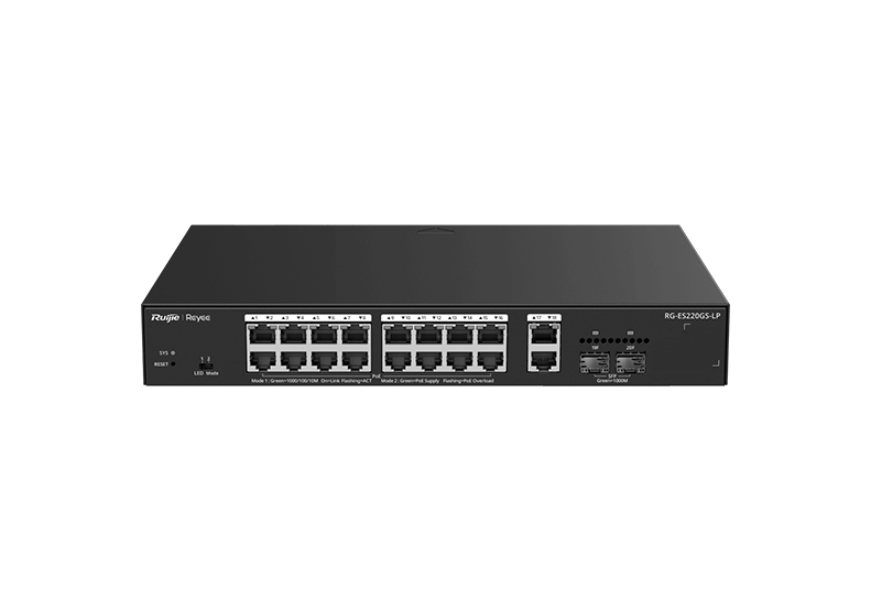 Ruijie Reyee RG-ES220GS-LP 18-Port Gigabit +2X SFP Fiber Port PoE Cloud (130W)- Netw.Swt.PoeSw.0010 Ruijie Reyee RG-ES220GS-LP 18-Port Gigabit +2X SFP Fiber Port PoE Cloud (130W) - Netw.Swt.PoeSw.0010