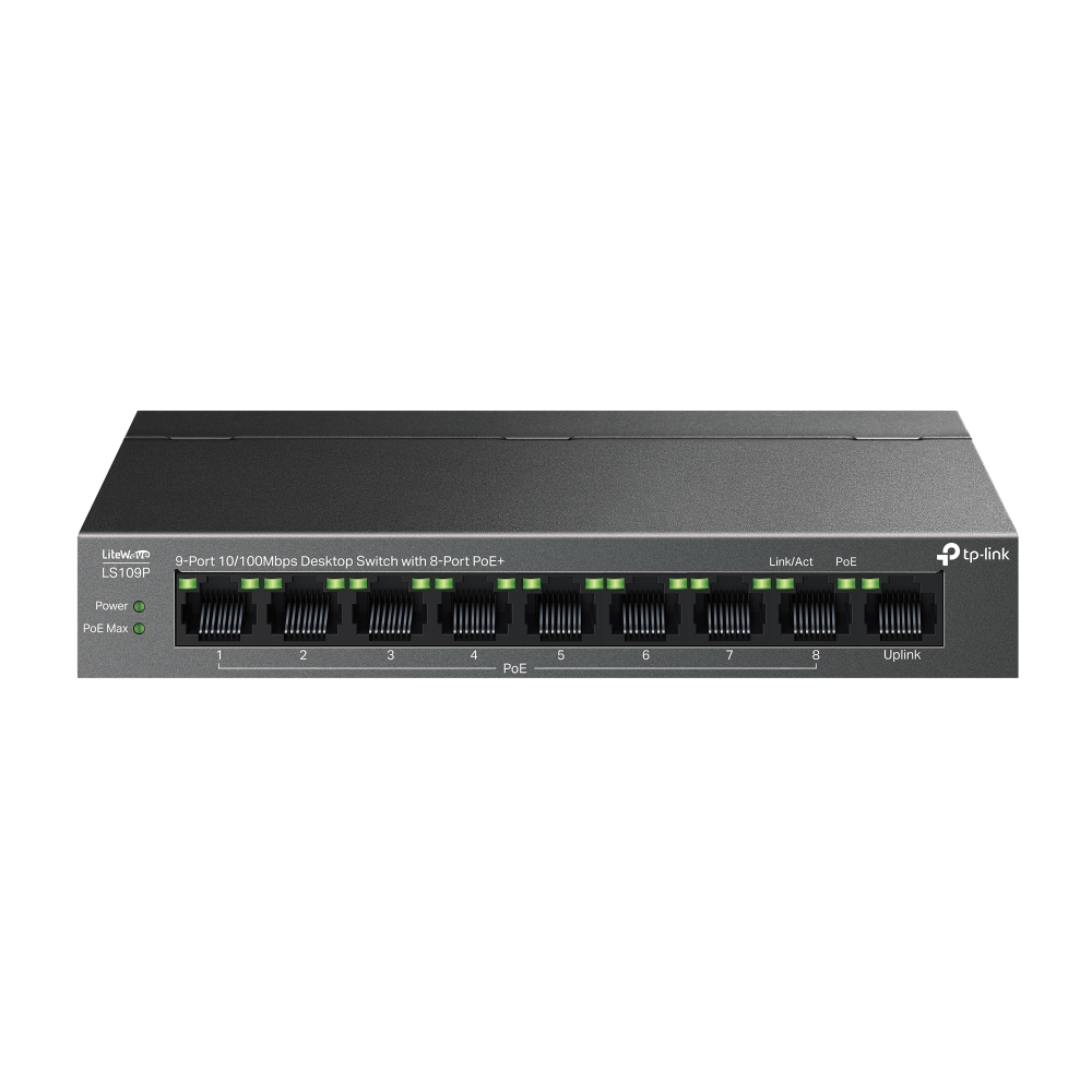 Tp-Link LS109P 8-Port PoE+ with 9-Port 10/100Mbps Masaüstü Switch (63W)- Netw.Swt.PoeSw.0014 Tp-Link LS109P 8-Port PoE+ with 9-Port 10/100Mbps Masaüstü Switch (63W) - Netw.Swt.PoeSw.0014
