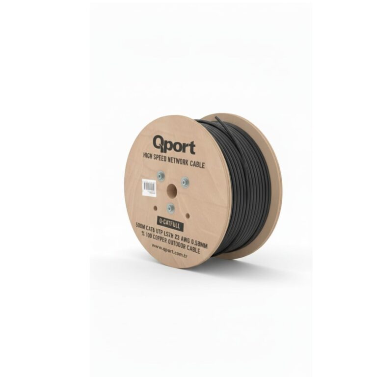 Qport 500 Metre Q-CATFULL Cat6 LSZH 23AWG 0.58mm Tam Bakır Siyah Outdoor Kablo - Q-CATFULL