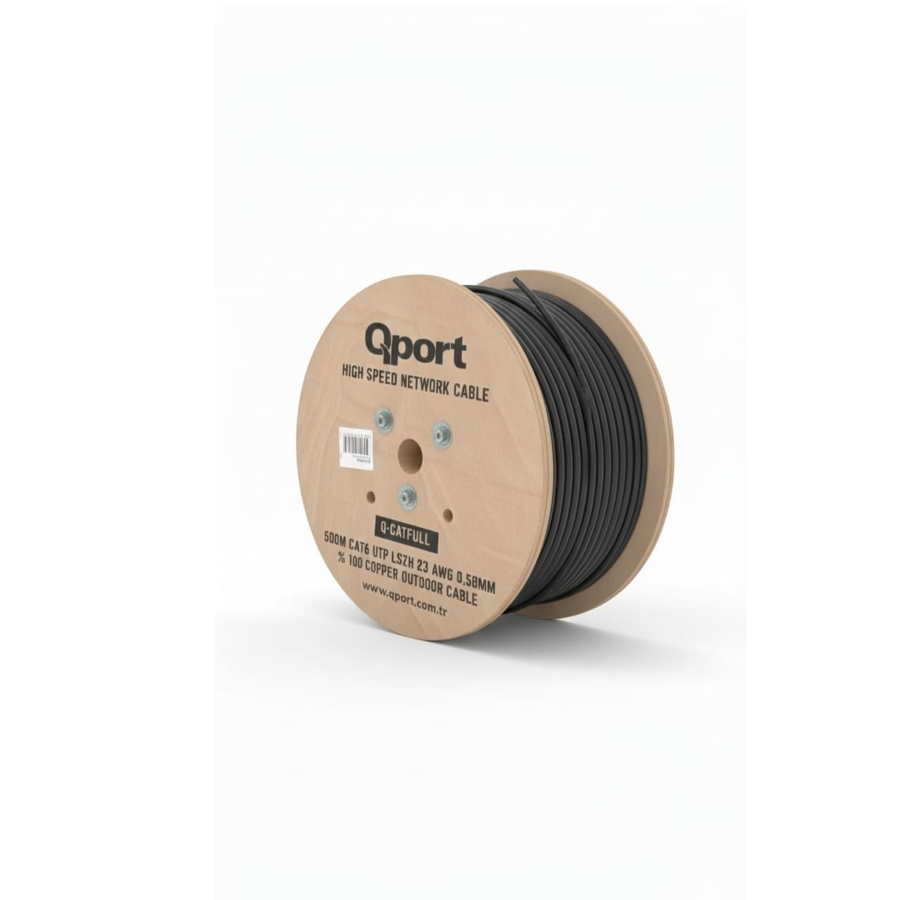 Qport 500 Metre Q-CATFULL Cat6 LSZH 23AWG 0.58mm Tam Bakır Siyah Outdoor Kablo- Q-CATFULL Qport 500 Metre Q-CATFULL Cat6 LSZH 23AWG 0.58mm Tam Bakır Siyah Outdoor Kablo - Q-CATFULL