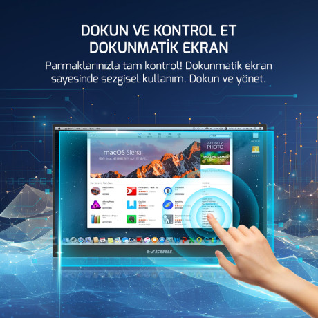15.6" Ezcool Lite E15T 4Ms 60Hz FHD Touch HDMI USB Type-C Monitör - LITE E15T