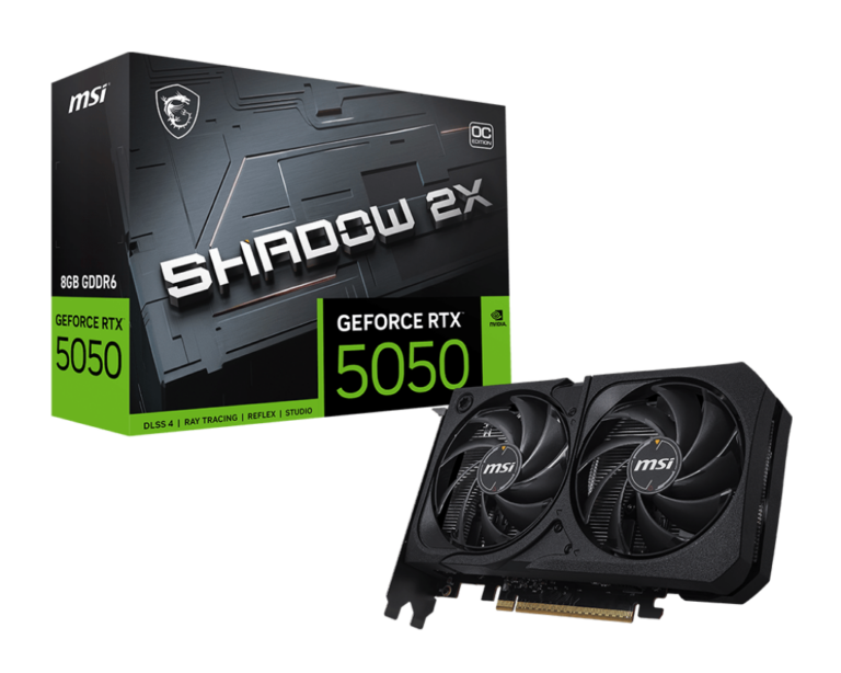 8 GB MSI RTX 5050 SHADOW 2X OC GDDR6 128B DX12 PCIE 5.0 X16 (3XDP 1XHDMI) - RTX 5050 8G SHADOW 2X OC