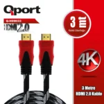 QPORT 3M 2.0V 4K 60HZ ALTIN UÇLU ÖRGÜLÜ HDMI KABLO (Q-HDMI33) - Q-HDMI33