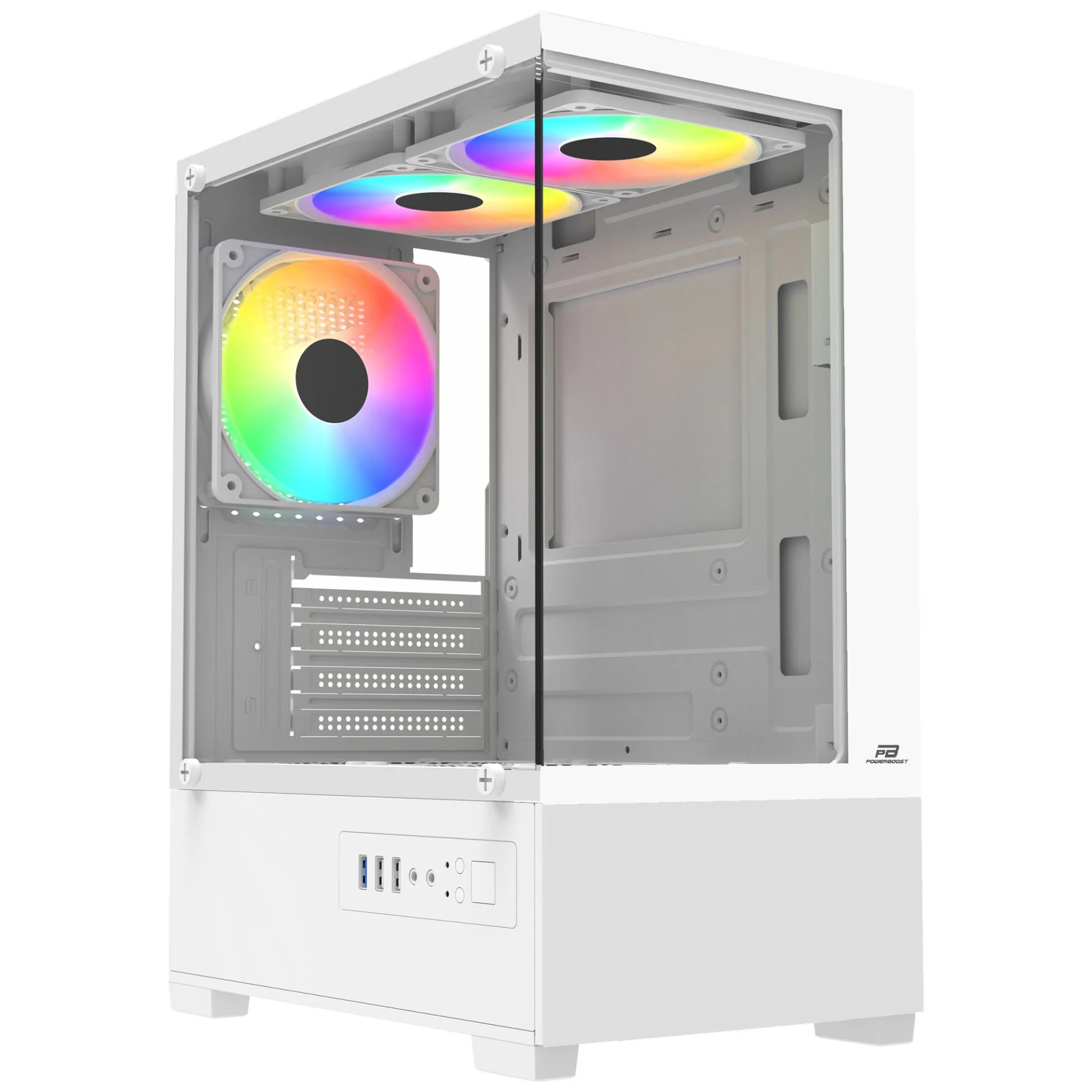 PowerBoost PB-M5001W 500W 3x12cm Rainbow Fanlı USB 3.0 M-ATX Gaming Beya Kasa- PB-M5001W PowerBoost PB-M5001W 500W 3x12cm Rainbow Fanlı USB 3.0 M-ATX Gaming Beya Kasa - PB-M5001W
