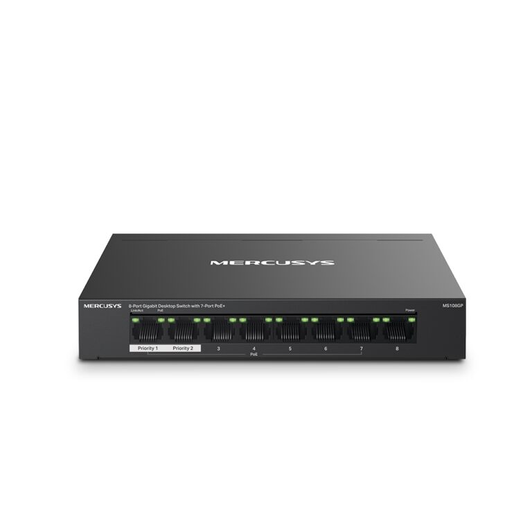 Tp-Link Mercusys MS108GP 7-Port PoE+ with 8-Port Gigabit Masaüstü Switch (65W) - Netw.Swt.PoeSw.0013