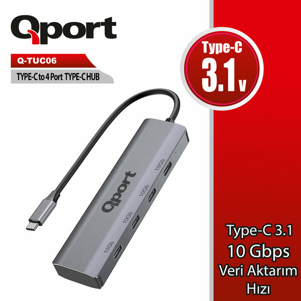 Qport Q-TUC06 Type-C To 4 Port Type-C Çoklayıcı - Q-TUC06