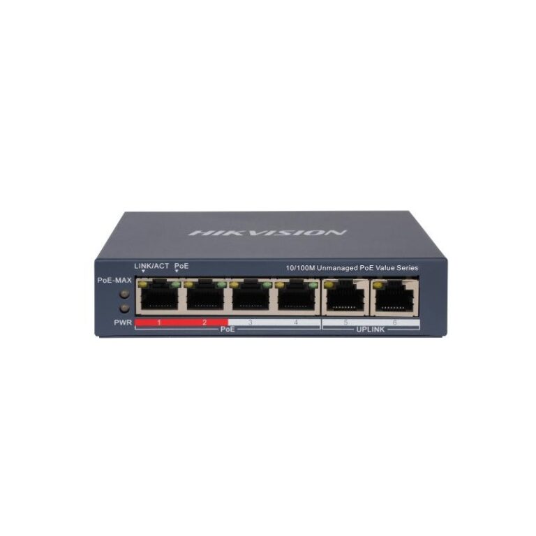 Hikvision DS-3E0106P-E/M(B) 4Port 10/100 Yönetilemez Poe 45W Switch - DS-3E0106P-E/M(B)
