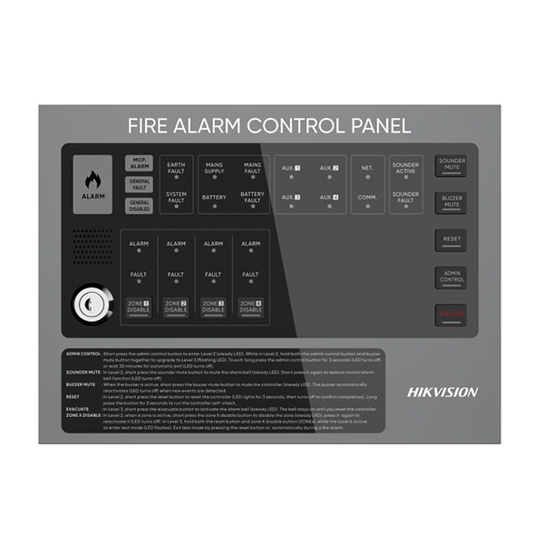 Hikvision HF-C104 Konvansiyonel Yangın Alarm Kontrol Paneli- 4 zon - Guv.Kon.Yan.0005