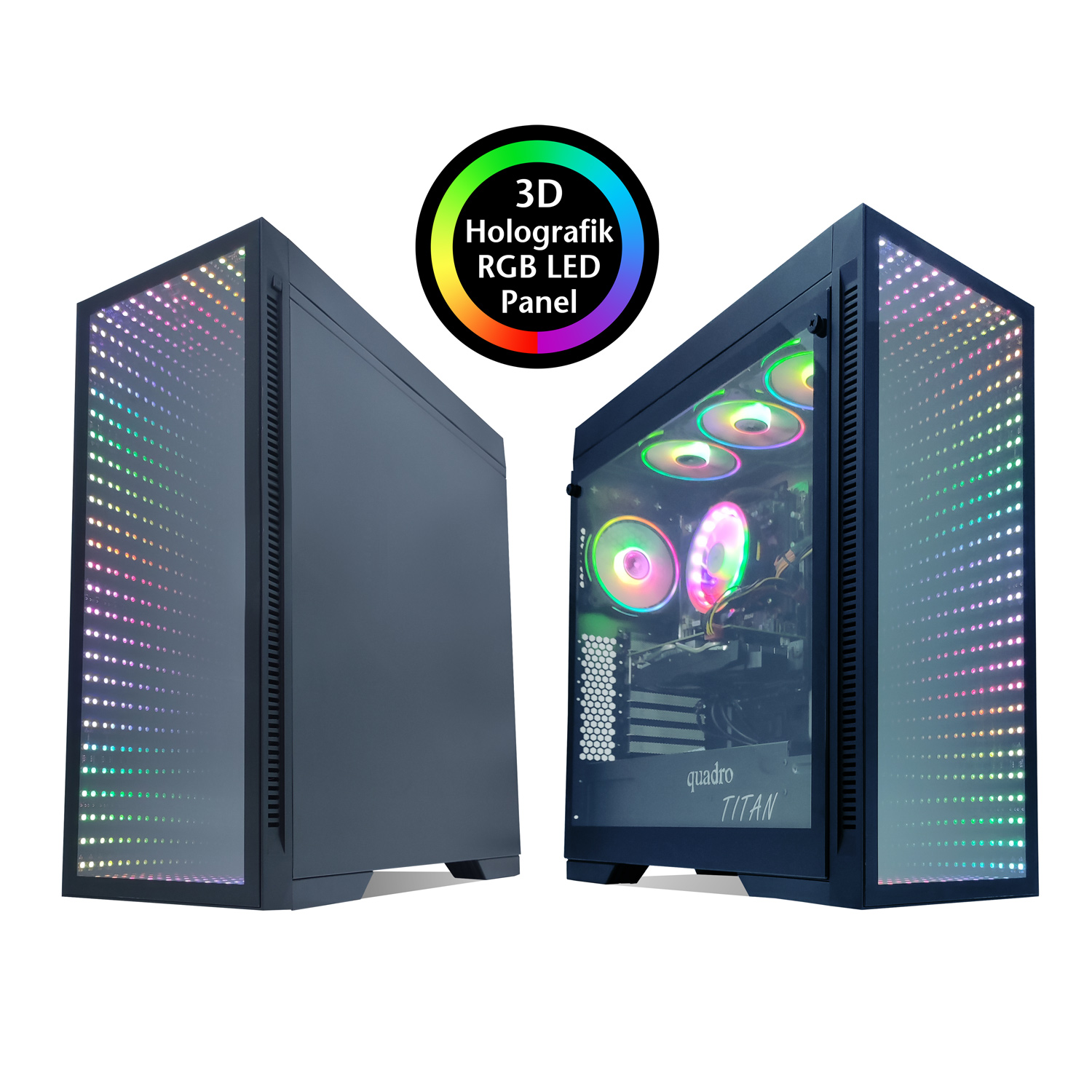 QUADRO QT100 TITAN Gaming Kasa Pencereli 3D 4xRGB FAN- QT100 QUADRO QT100 TITAN Gaming Kasa Pencereli 3D 4xRGB FAN - QT100