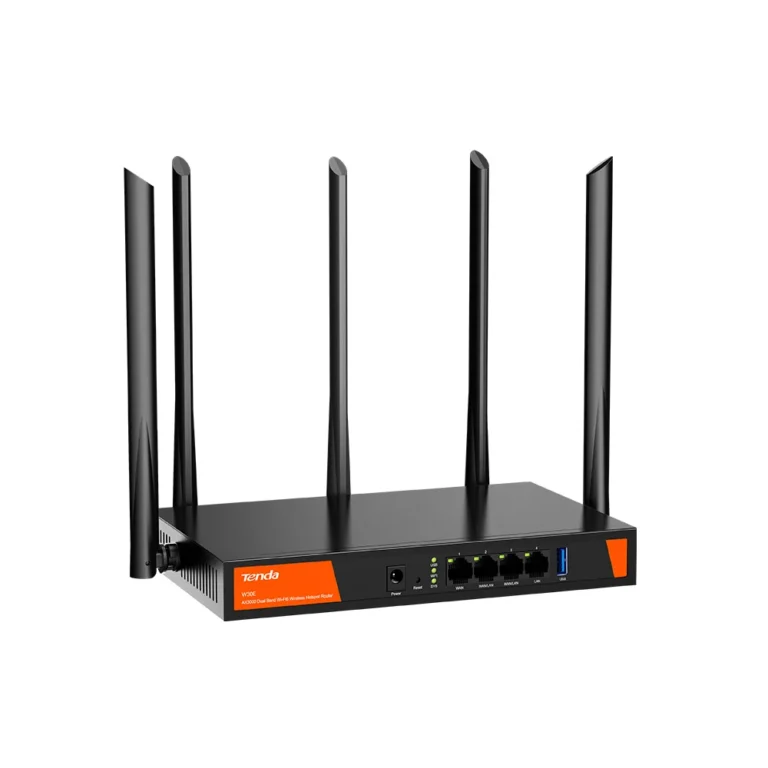 TENDA W30E 4GE Port AX3000 Dual Band Metal Hotspot Router - W30E