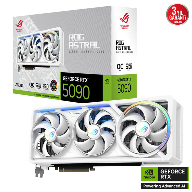 Asus ROG-ASTRAL-RTX5090-O32G-WHITE 32GB 512Bit GDDR7 DP/HDMI PCI 5.0 Ekran Kartı - Bbi.Isl.Ekr.Nvd.0213