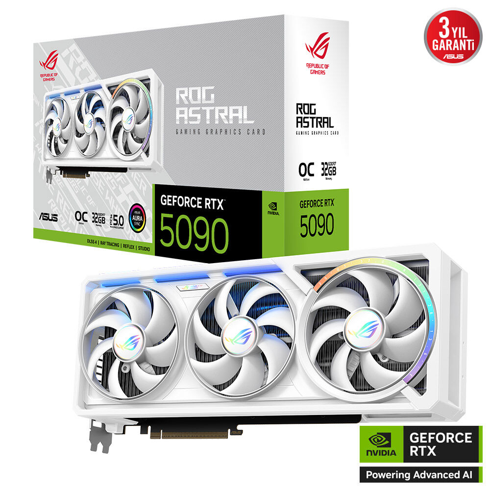 Asus ROG-ASTRAL-RTX5090-O32G-WHITE 32GB 512Bit GDDR7 DP/HDMI PCI 5.0 Ekran Kartı - Bbi.Isl.Ekr.Nvd.0213