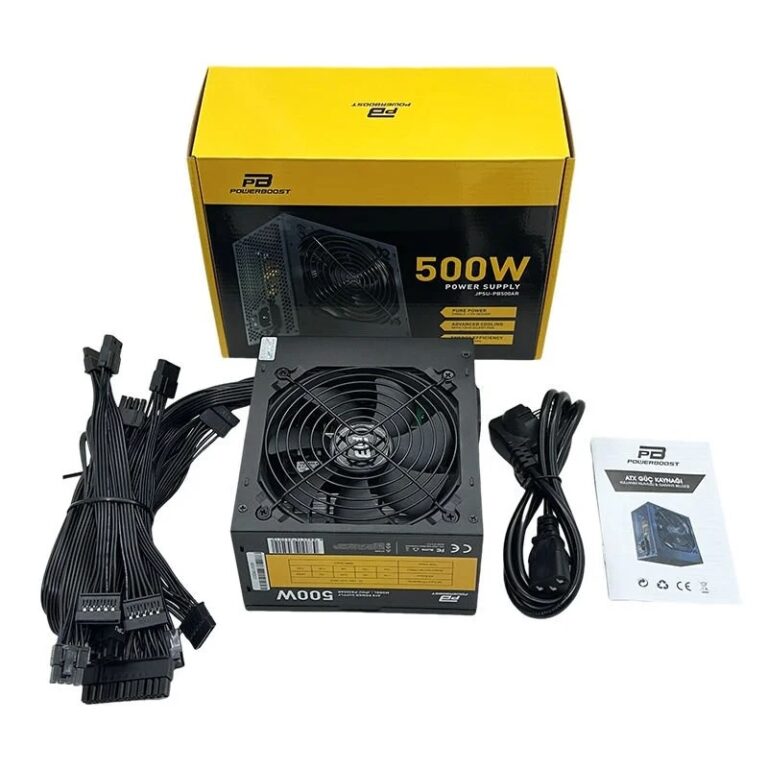 PowerBoost PB500AR 500W APFC 2*PCI-E 6+2 Pin 12cm Siyah Fanlı  ATX Power Supply - PB500AR