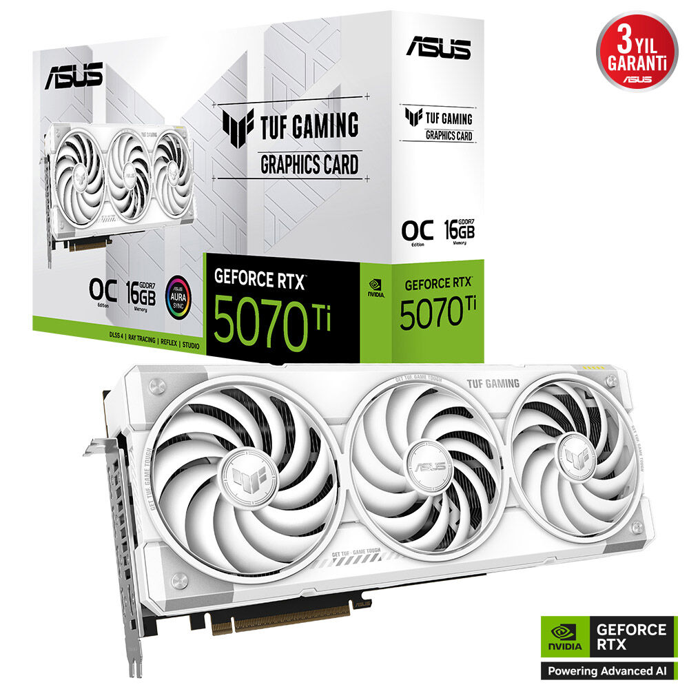 Asus TUF-RTX5070TI-O16G-WHITE-GAMING 16GB 256Bit GDDR7 DP/HDMI PCI 5.0 Ekran Kar - Bbi.Isl.Ekr.Nvd.0216