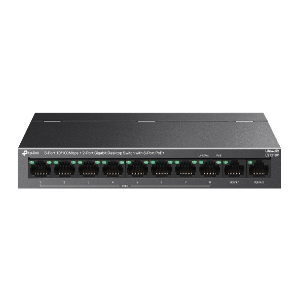 Tp-Link LS1210P 8-Port 10/100 Mbps+2 Port Gigabit Switch with 8-Port PoE+ (96W)- Netw.Swt.PoeSw.0005 Tp-Link LS1210P 8-Port 10/100 Mbps+2 Port Gigabit Switch with 8-Port PoE+ (96W) - Netw.Swt.PoeSw.0005