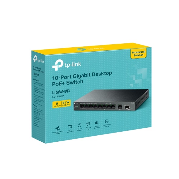 Tp-Link 10Port LS1210GP Gigabit 8xPoE Desktop Yönetilemez Switch - LS1210GP