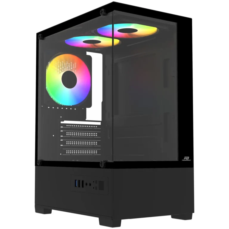 PowerBoost PB-M5001B 500W 3x12cm Rainbow Fanlı USB 3.0 M-ATX Gaming Siya Kasa - PB-M5001B